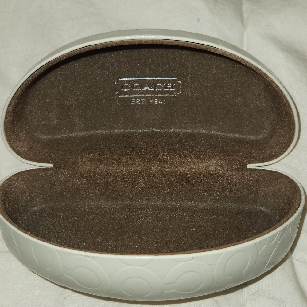 Coach Cream Embossed Glasses Case